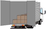 Delivery truck - rear side opened
